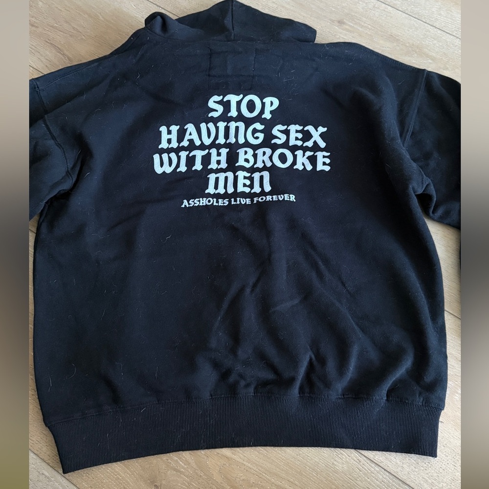 Black Graphic Hoodie with Bold Text
